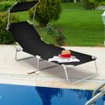 thumbnail image 2 of Gymax Chaise Longue Pliante Chaise de Plage Dossier Inclinable Noir, 2 of 10