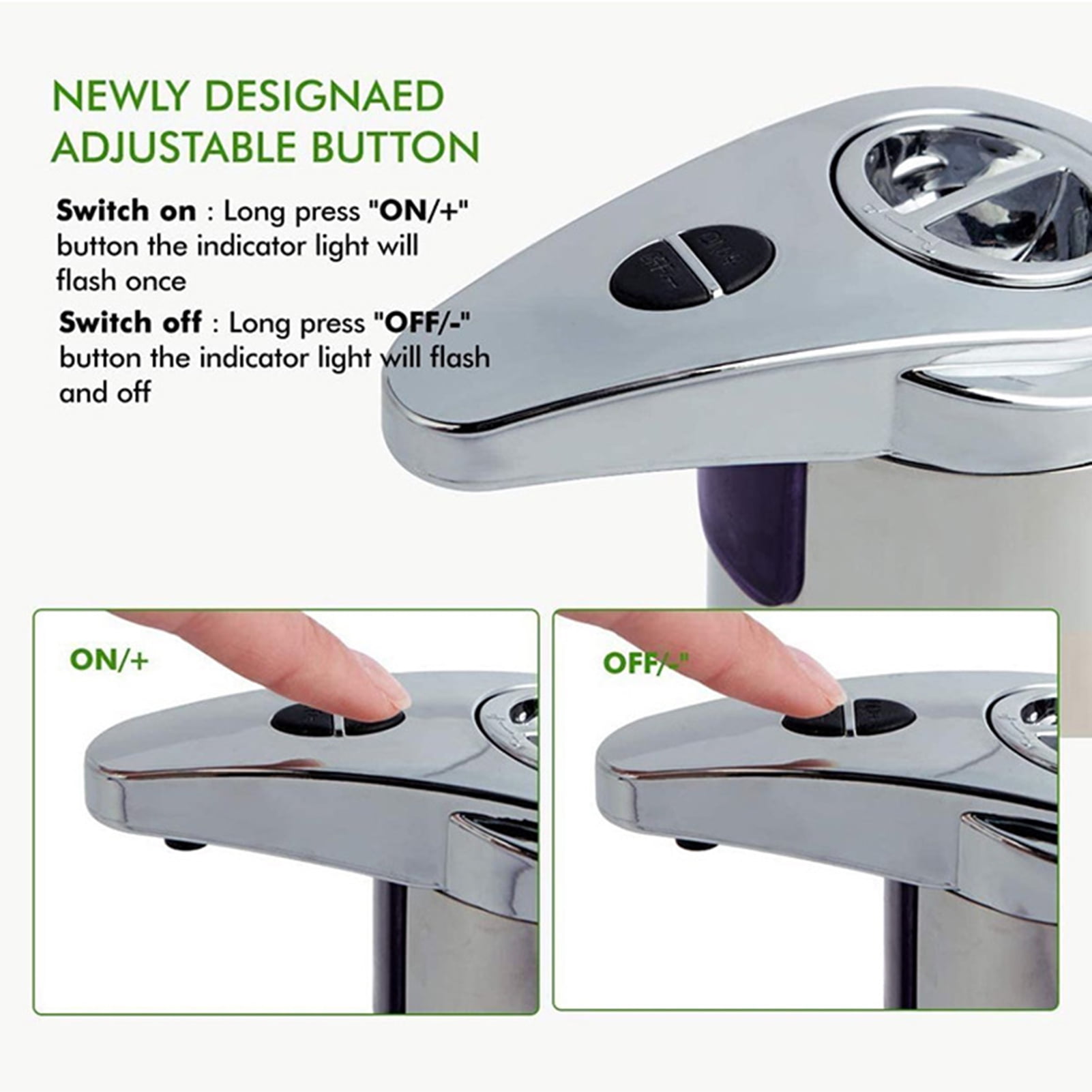 Automatic Soap Dispenser, Stainless Steel Touchless Soap Dispenser ,Waterproof Base, Smart Soap Dispenser for Bathroom Kitchen School