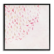 Stupell Industries Fluttering Pink Birds Animals & Insects Painting Gray Framed Art Print Wall Art, 17 x 17