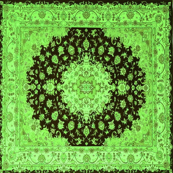 Ahgly Company Indoor Square Persian Green Traditional Area Rugs, 5' Square