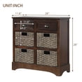 thumbnail image 7 of EUROCO Rustic Storage Cabinet with Two Drawers and Four Classic Rattan Basket, Wood Sideboard for Dining Room,Living Room, Espresso, 7 of 7