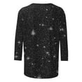 thumbnail image 4 of Daiosportswear Womens Tops 3/4 Sleeve Shirts Round Neck Loose Casual Blouses Floral Print Tshirts Trendy Business Work Top Black-D XL(XL), 4 of 5