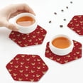 thumbnail image 7 of Pofeuu Christmas Deer B Print Leather Coasters Set of 6, Round Cups Mugs Mat Pad for Home Kitchen Heat Resistant Drink Coasters,Hexagon, 7 of 7
