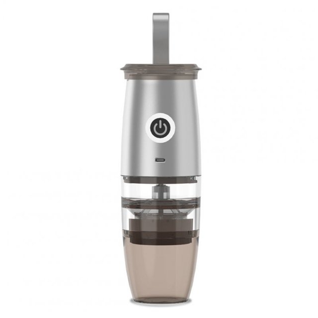 Moulin à Café Électrique Portable avec 5 Réglages Précis, Chargement USB, Moulin à Grains de Café Automatique Argent