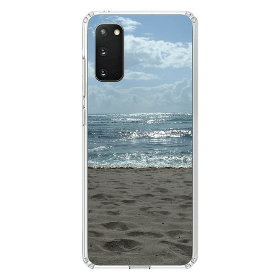 DistinctInk Clear Shockproof Hybrid Case for Galaxy S20 ULTRA / 5G (6.9" Screen) - TPU Bumper, Acrylic Back, Tempered Glass Screen Protector - Ocean Horizon Akumal Mexico
