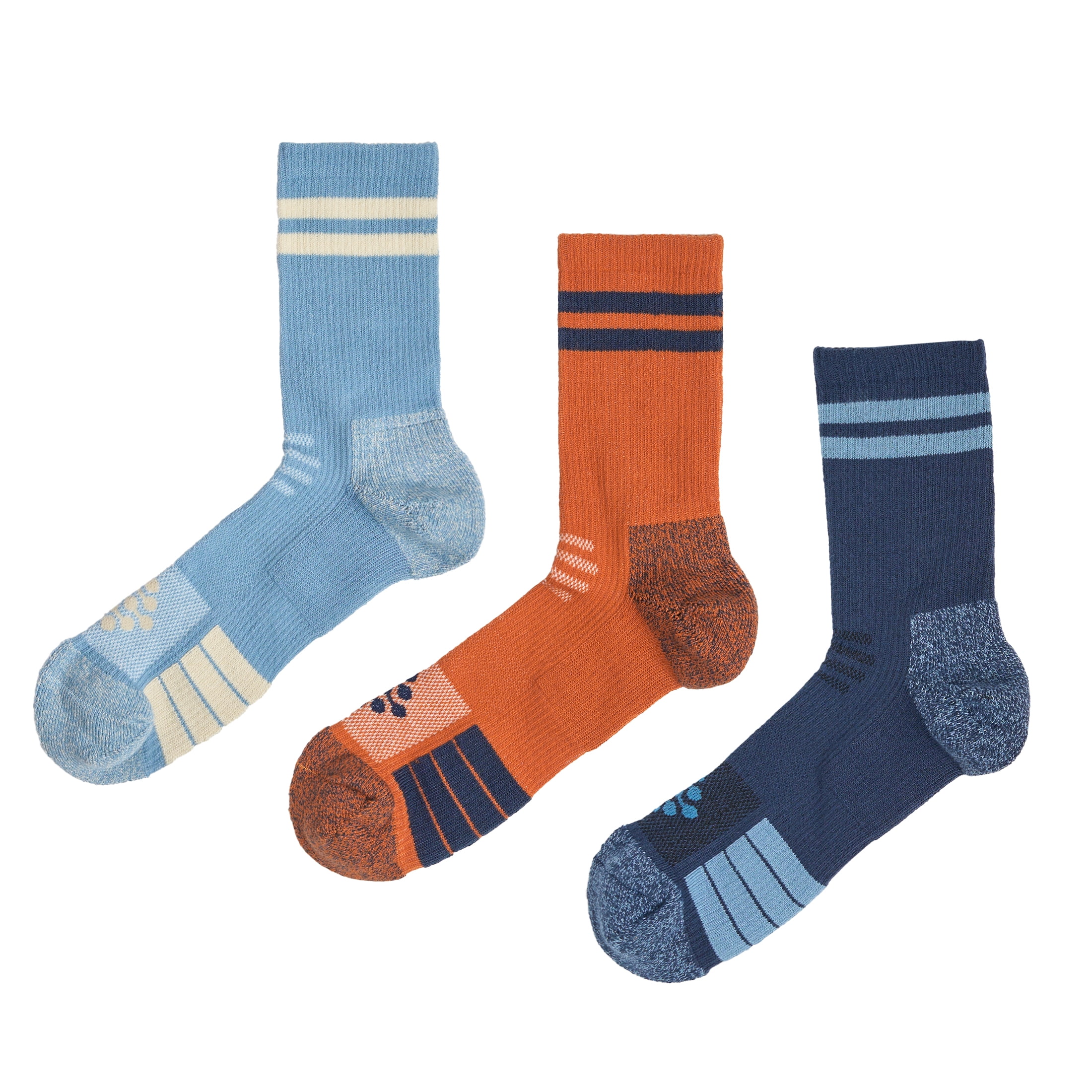 TRUEENERGY Flow High Impact Cushion Stripe Mid-Crew Sock, Men's Size 10-14.5, 3-pack