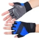 thumbnail image 4 of BOODUN Par de guantes de fitness para levantamiento de pesas con medio dedo, protección de palma de silicona antideslizante (negro, azul, M), 4 of 10