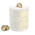 thumbnail image 2 of Floral Piggy Bank, Vintage Soft Greenery Dotted Background Nature Inspiration Image, Ceramic Coin Bank Money Box for Cash Saving, 3.6" X 3.2", Pale Green Mint Green, by Ambesonne, 2 of 4
