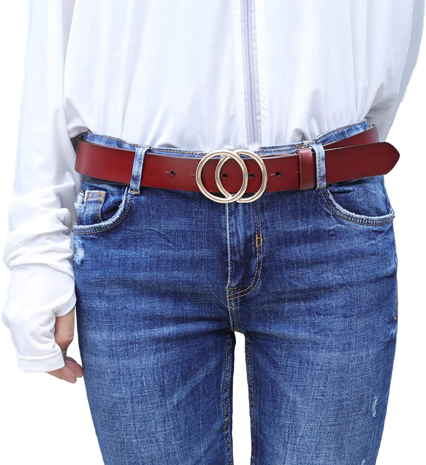 Fashion Double O Ring Black Buckle Belt For Women Affordable Designer One Size Fits Most Tr