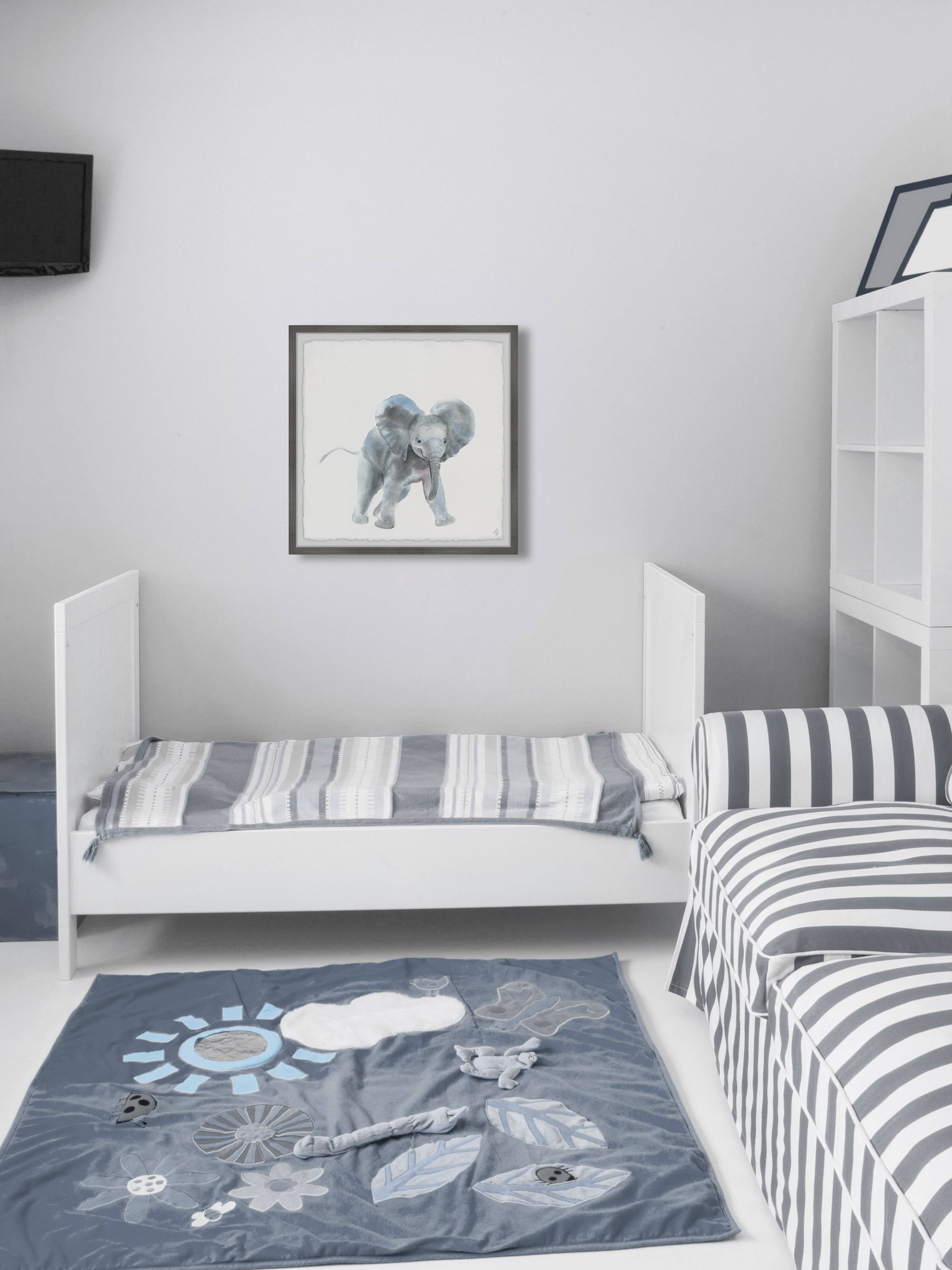Marmont Hill Playful Elephant Framed Wall Art, 18.00" x 1.50"