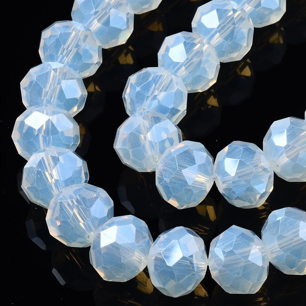 10Strand Electroplate Glass Beads Strands Imitation Jade Beads Pearl Luster Light Blue Plated Faceted Rondelle 10x8mm Hole: 1mm