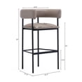 thumbnail image 3 of Onda Contemporary Vegan Leather Metal Upholstered Barstool in Taupe, 3 of 12
