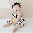 thumbnail image 5 of Fesfesfes 2 Piece Set Toddler Kids Baby Boys And Girl Fashion Cute Cow Print Casual Romper Hat Set, 5 of 9