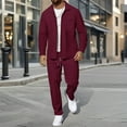 thumbnail image 2 of CharmCyan Men’s 2-Piece Tracksuit Set, Zipper Jacket with Long Sleeve and Drawstring Pants, Casual Athletic Sportswear Outfit Wine L, 2 of 2