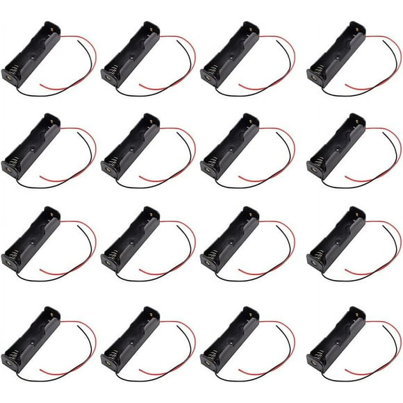 16Pcs AA Battery Holder 3.7V 18650 Battery Holder Storage Box Plastic Battery Case Holder Cell with Wire Leads