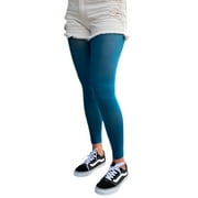 Teal Opaque Footless Tights for Women