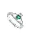 thumbnail image 4 of CHOOSE YOUR COLOR Claddagh Simulated Emerald Heart Promise Ring .925 Sterling Silver Band Green CZ Female Size 4, 4 of 4