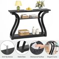 thumbnail image 4 of Wood Console Table 3 Tier Narrow Entryway Table with Curved Frame and 2 Open Storage Shelves Accent Sofa Table for Hallway Living Room Bedroom, 47 in Black, 4 of 5
