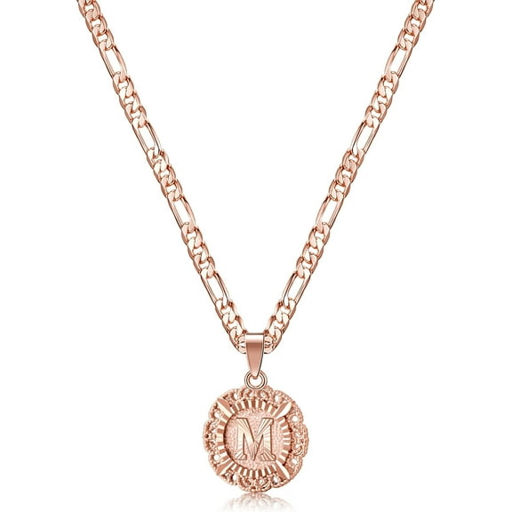 CFIOZYOS  Initial Necklaces for Women, 14K Gold Plated Round Letter Pendant Capital Monogram Necklace Alphabets from A-Z