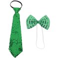 thumbnail image 1 of 1 juego de pajarita y corbata para el Día de San Patricio, con lentejuelas brillantes, para disfraz de fiesta irlandesa, accesorios para el Día de San Patricio, 1 of 8