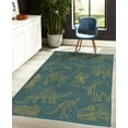 thumbnail image 4 of Jurassic Decorative Rug, Arrangement of Various Dinosaurs Illustrations Skeleton Biology Historic, Quality Carpet for Bedroom Dorm and Living Room, 6 Sizes, Petrol Blue, by Ambesonne, 4 of 4