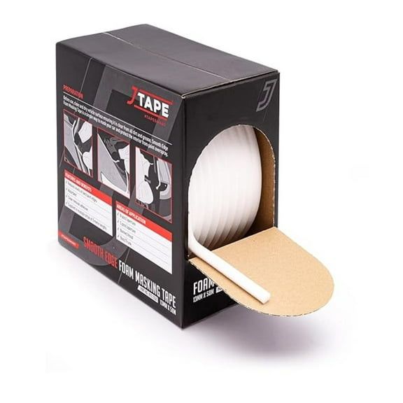 Foam Masking Tape 13mm x 50m - Soft Edge Auto Paint Masking Tape for Cars, Wood, Metal & Plastic - Smooth Finish, High Visibility White Tape