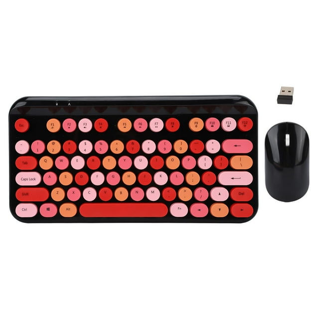 Keyboard Mouse Set, Low Noise USB Keyboard Mouse 75 Keys For Computer Red Black
