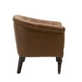 thumbnail image 4 of UIXE Brown Barrel Club Chair Modern Arm Accent Chair Comfy Faux Leather Upholstered Armchair, 4 of 6