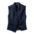 thumbnail image 2 of Chaleco de un solo pecho para hombre, chaqueta para hombre, chaleco de traje con estampado de espiga clásico vintage para hombre, chaleco informal de mezcla con cuello en V para hombre, 2 of 4