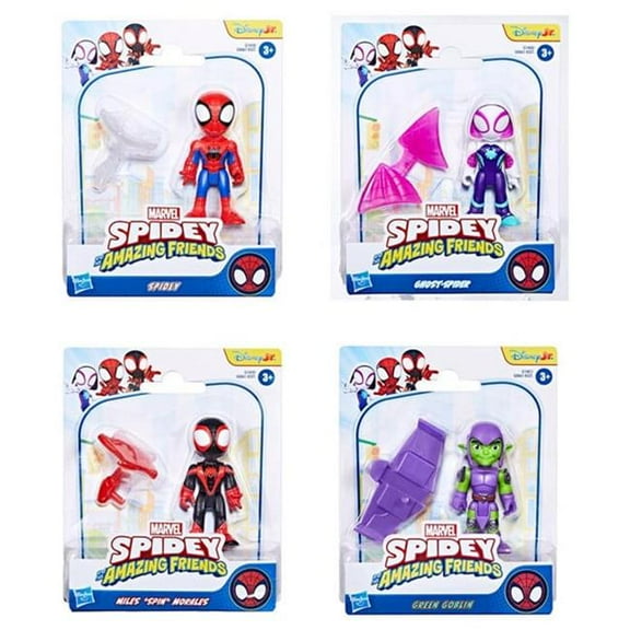 Hasbro HSBG0661 Spidey & His Amazing Friends 3 in. Evergreen Figure & Accessory Assortment Figures - 6 Piece