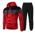 thumbnail image 3 of Men's Autumn Casual Fashion Sportswear Running Fitness Colour Block Hooded Sweatshirt Long Pants Suit, 3 of 5