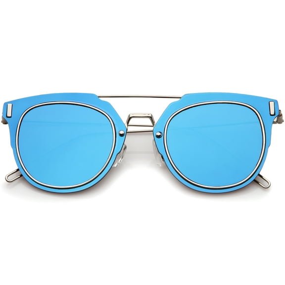 sunglassLA - Modern Ultra Slim Wire Frame Mirrored Flat Lens Pantos Sunglasses - 58mm