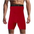thumbnail image 3 of Men’s High-Waist Compression Fitness Tights, Double-Layer Half Shorts & Sports Pants, Solid-Color 2-in-1 Athletic Shorts, Quick Dry Breathable Tight, Workout Running | AKLJWH,Red 3XL, 3 of 6