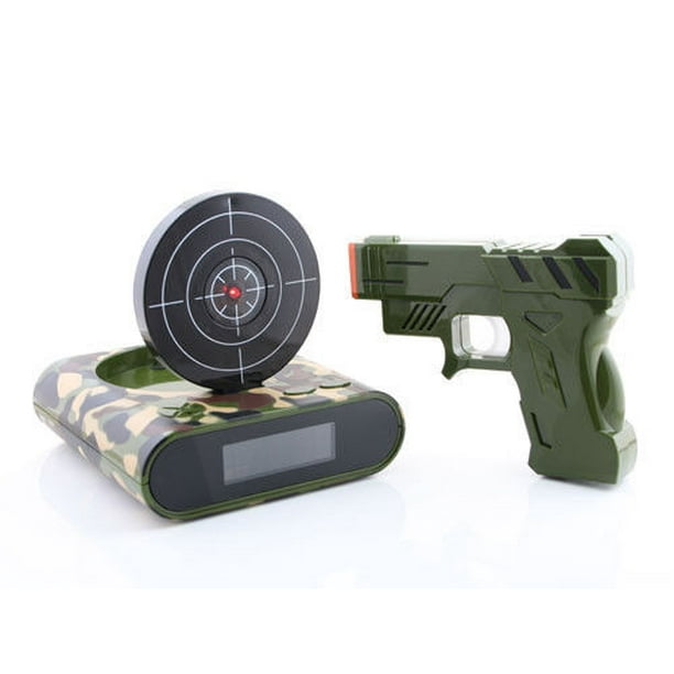 Gun Alarm Clock Shooting Target LCD Display Wake up sleeper Lock N