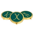 thumbnail image 4 of Koyal Wholesale Gold Compact Mirror Bridesmaid's Wedding Gift, Peacock Blue Jewel Tone , Monogram Letter X, 1-Pack, 4 of 5