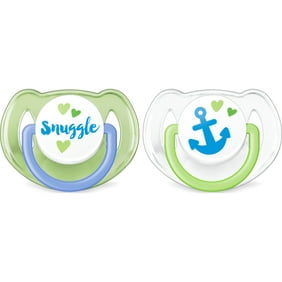 Philips AVENT Classic Pacifier, 6-18 months, Blue and Green Anchor and Snuggle, 2 Pack