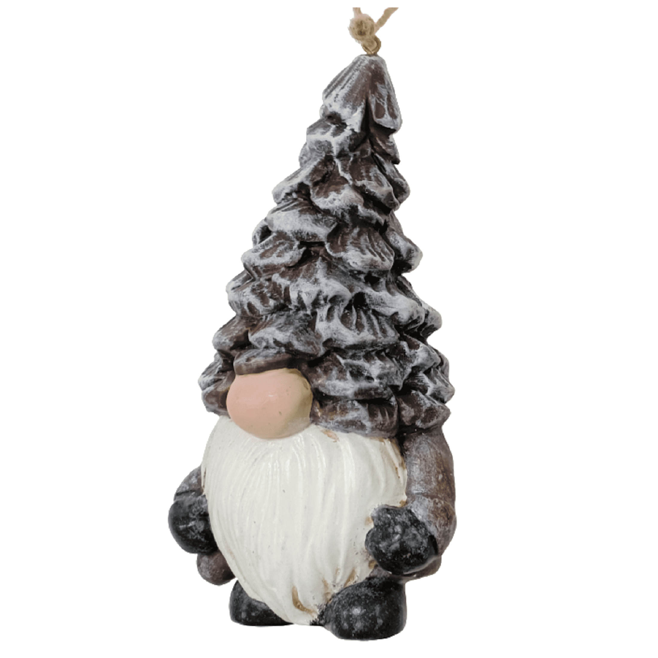 Holiday Time Gnome with Pinecone Hat Ornament. Cozy Theme. Tabletop Decor. Gray Gnome