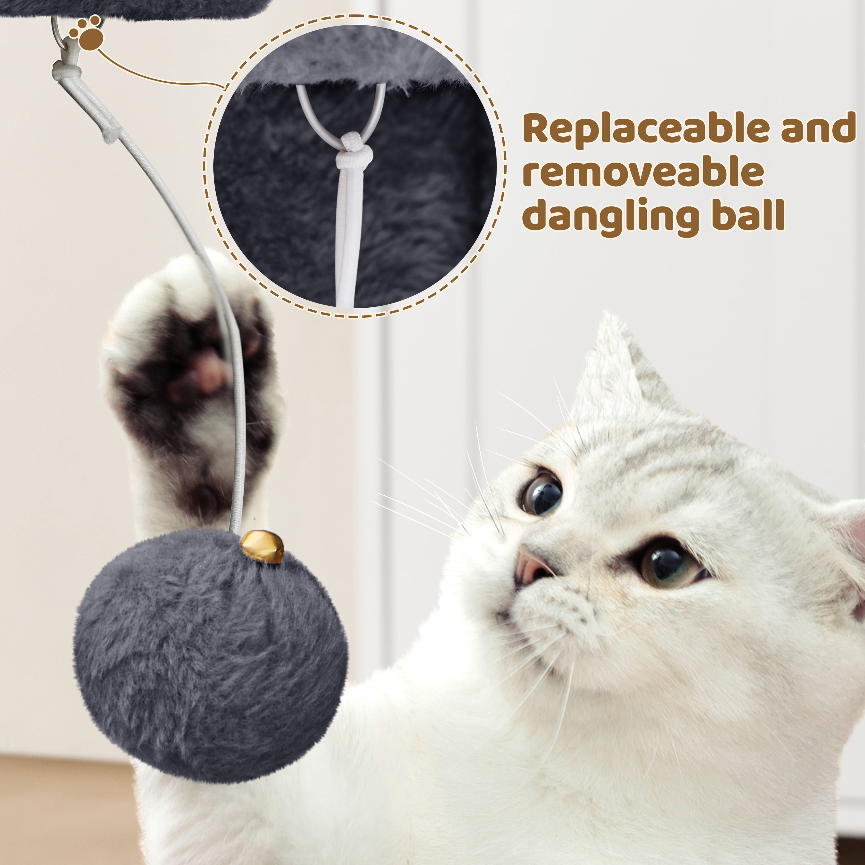 Yaheetech 23.5″ H Spacious Cat Tree with Large Top Perch, Condo & Scratching Posts, Dark Gray