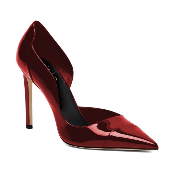 XYD Women Patent Leather Pointed Toe Pumps Slip-on Stiletto High Heels Side Cutout Sexy Evening Formal Shoes Size 7 Red