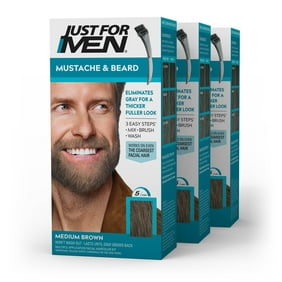 Just For Men Mustache and Beard Coloring for Gray Hair, M-35 Medium Brown, 3 Pack