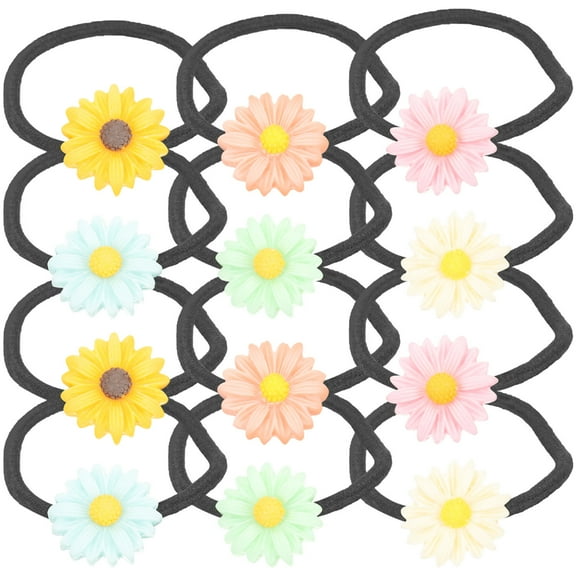 HOOWIFFY Daisy Shape Hair Ties, 30 Pcs Assorted Colors, Elastic Hair Bands for Women and Girls