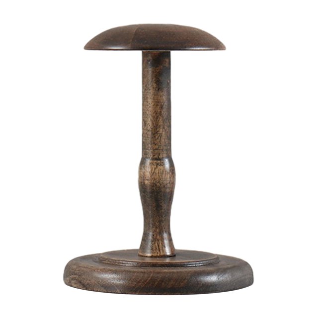 Wisewang Support d'Exposition pour Chapeaux et Casquettes, Design en Forme de Dôme, Vintage, Stable, Robuste, Base Ronde, Court Brun Brun Court