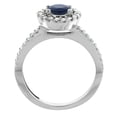 thumbnail image 2 of 14K White Gold Natural High Quality Blue Sapphire Ring Round 6mm Floating Halo Diamond, size 5, 2 of 4