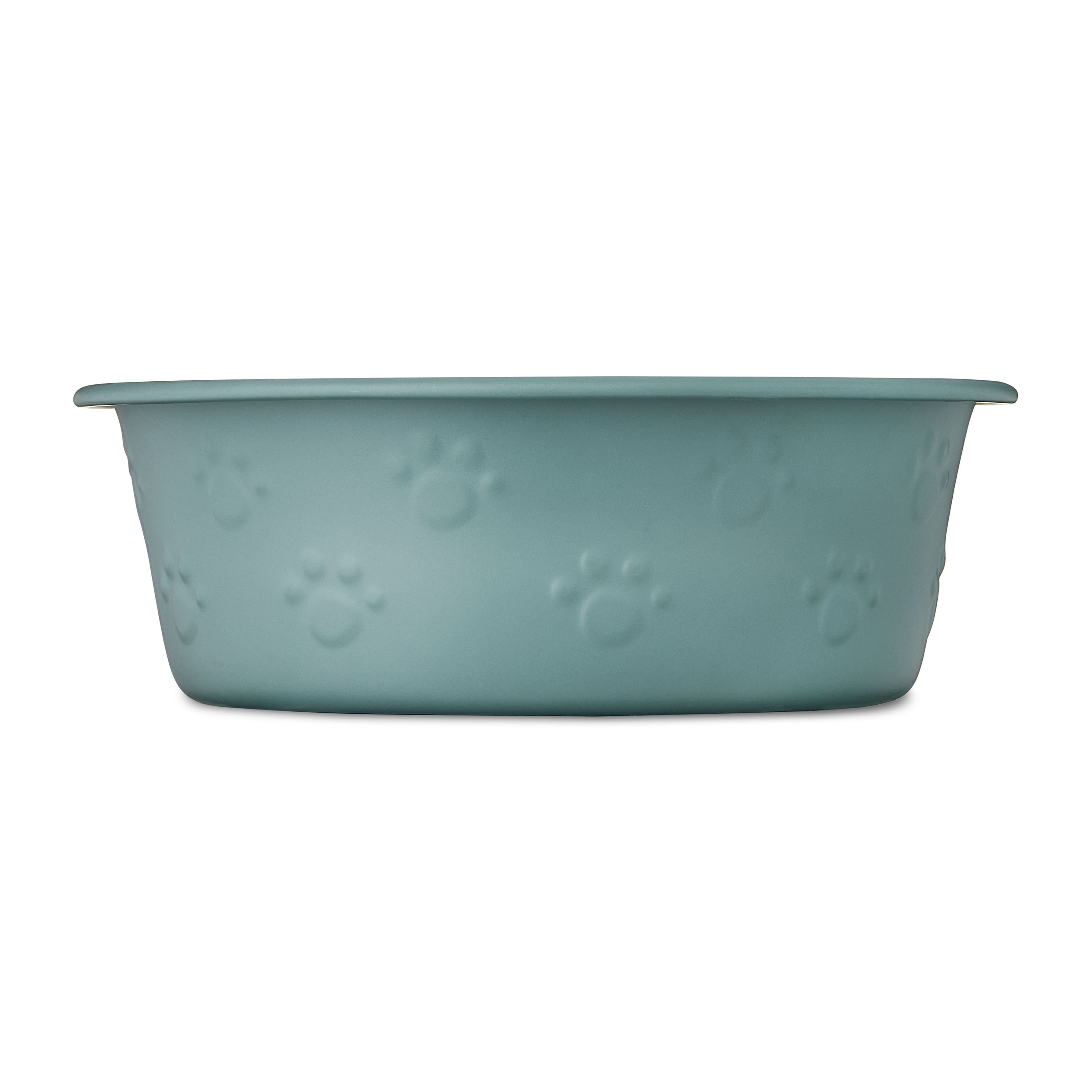 Vibrant Life Small Stainless Steel Embossed Dog Bowl, Green Paws