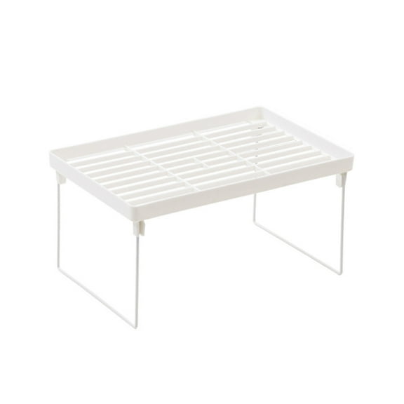 White Wire Stacking Cabinet Shelf Stackable Foldable Space Saving Shelf Stand