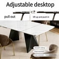 thumbnail image 5 of Modern Luxury Rectangular Dinner Table,65"-95" Marble-Look Sintered Stone Top,Special-Shaped Metal Base,Scratch-Resistant, Durable and Easy to Clean,6-10 Seater Large Table for Dining Room,White, 5 of 7