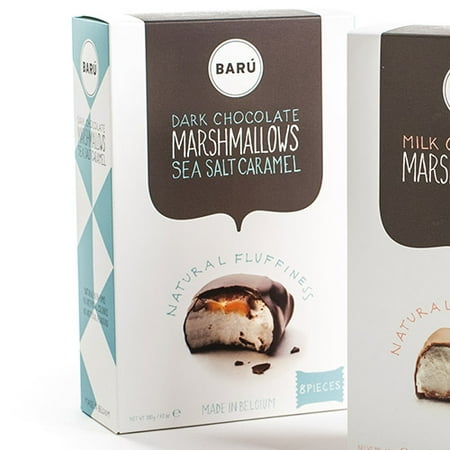 Chocolate Marshmallow Gift - Baru Belgian Marshmallows - Dark Chocolate with Sea Salt and Caramel (4.23 ounce)