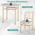 thumbnail image 3 of Gymax 3-Piece Rectangular Dining Table&Chairs Set Wooden Breakfast Nook w/Storage Rack White & Gold, 3 of 10