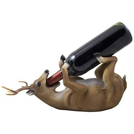 Lodge Furniture And Decor Drinking Big Buck Wine Bottle Holder Statue in Hunting Lodge and Cabin Kitchen Decor Wine Stands & Racks and Decorative Animal Sculpture or Deer Gifts for Hunters by Home-n-Gifts ()
