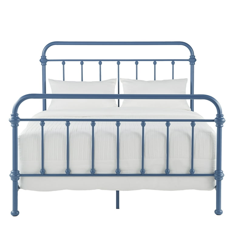 Weston Home Nottingham Metal Queen Bed Blue Steel